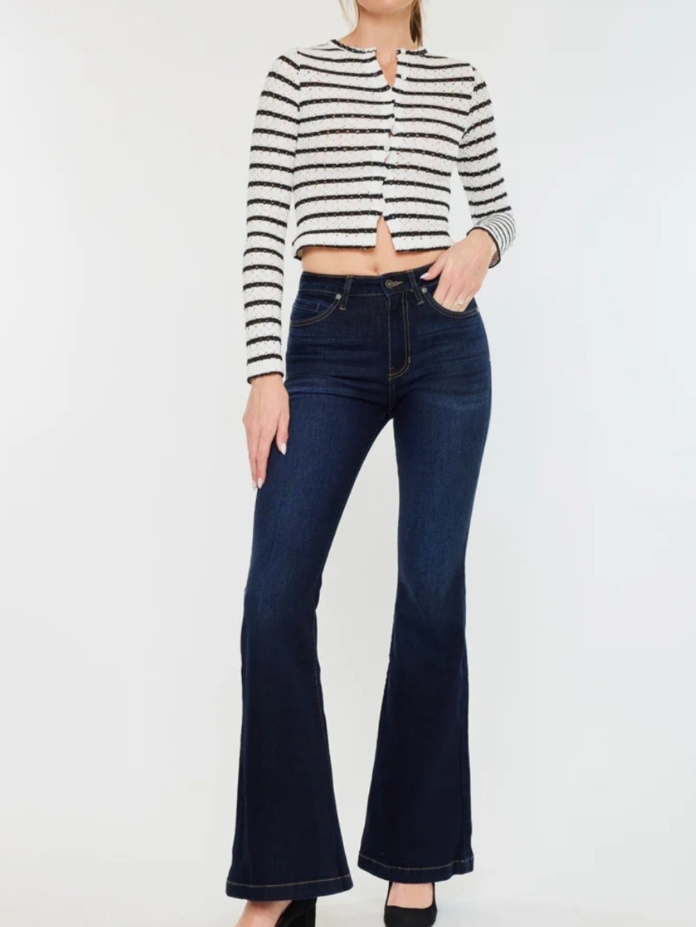 New KanCan Roel High Super Flare Rise Dark Wash Jeans Size 5/26